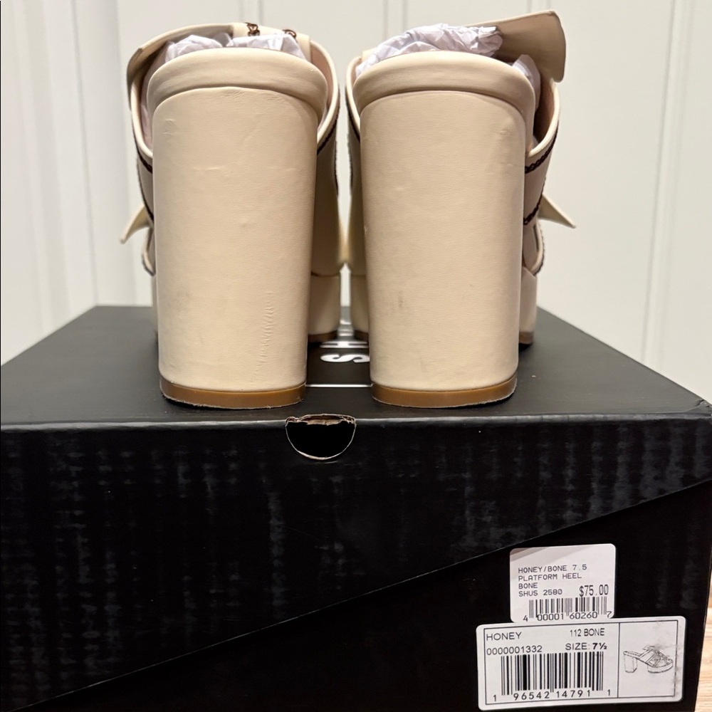 ShuShop Cream and Brown Women's Platform Sandals - Picture 6 of 8